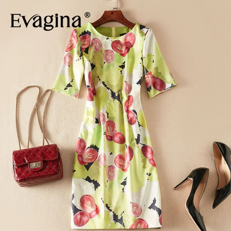 

Evagina Fruit Printing High Waisted Mini dress 2024 Spring Summer New Women's Short Sleeve High Street Holiday Dresses