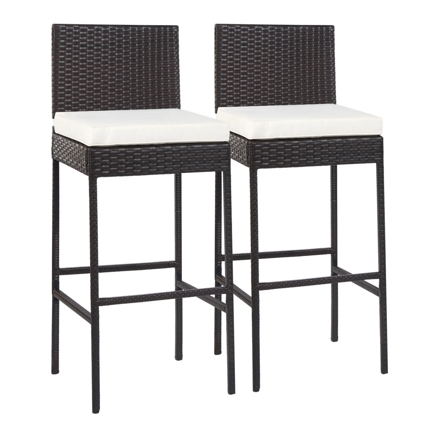 

2 Piece Outdoor Bar Stools 30" Wicker Patio Tall Outdoor Chairs Patio Furniture