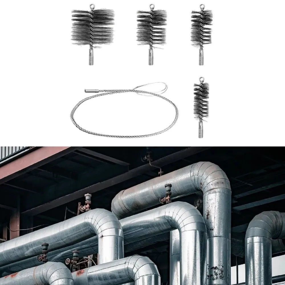1/5PCS Stainless Steel Wire Pipe Brush Set Wire Bristle Rust Resistant Tube Brush Flexible Durable Rust Removal Tool