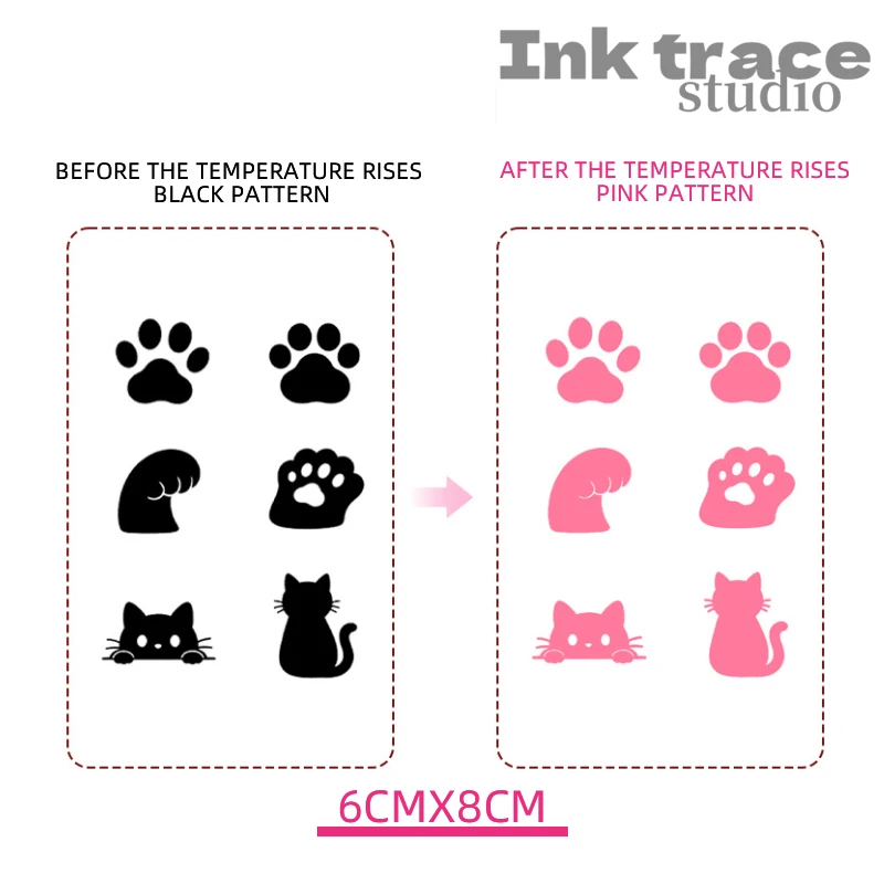 Cute Color-Changing Cat Paw & Kitten Paw Print Temporary Tattoo Stickers Waterproof Black to Pink Body Art Decals