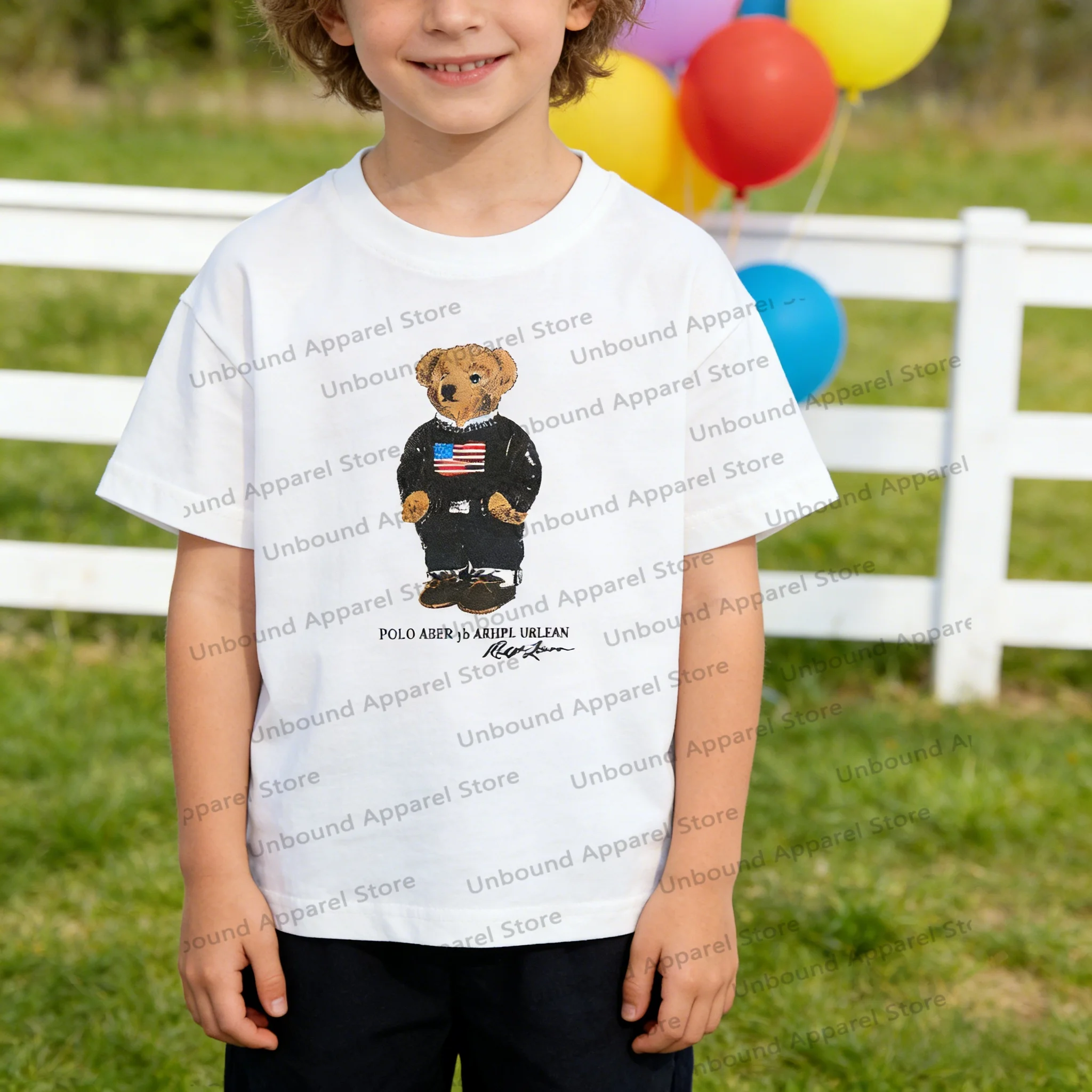 Camiseta Infantil con Azúcar Añadido, Nuevo Producto de Verano para Niños y Niñas, Camiseta de Manga Corta con Dibujo de Osito de Peluche, Patrón Lindo para Bebés