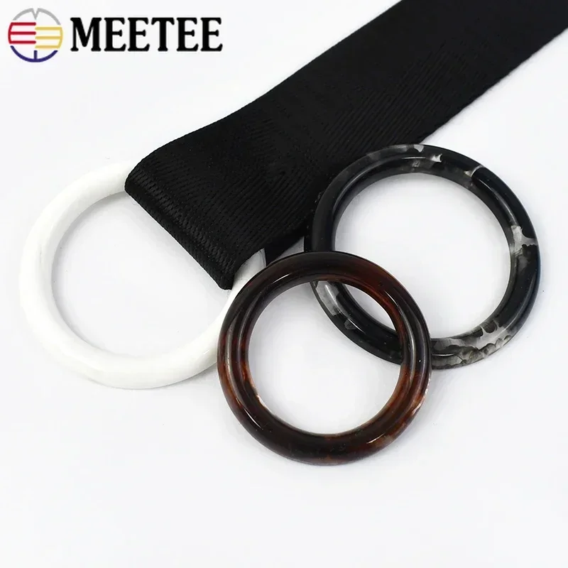 10/20pcs Meetee 3-4.5cm Round O Ring Resin Buckle Buttons Women Scarves Belt Buckles Ribbon Slider for Garment Clothes Bag Decor