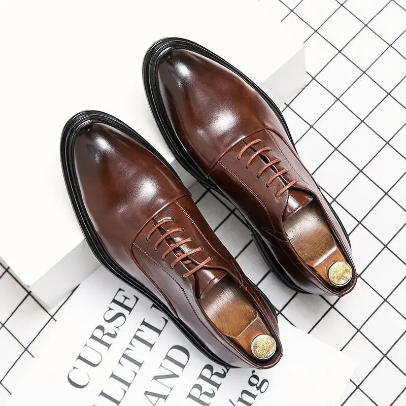 

Men's Oxford Shoes Breathable Lace up Leather Shoes Men's Wedding Business Party Dress Luxury Leather