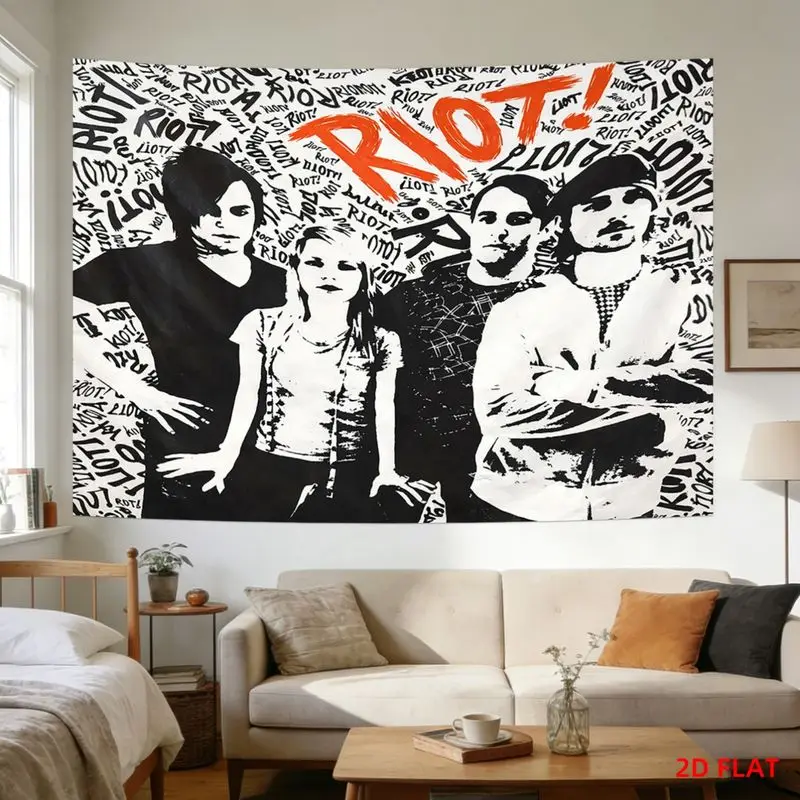 VIKAMA Emo Punk Rock Band Tapestry Black White Grunge Music Poster Wall Hanging Retro Aesthetic Decor for Bedroom Dorm College