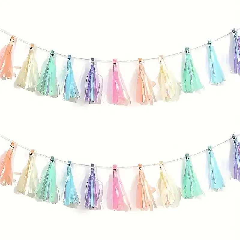 1/2Packs Rainbow Color Paper Tassel Garland For Kids Unicorn Mermaid Birthday Party Decoration Baby Shower Wedding Supplies