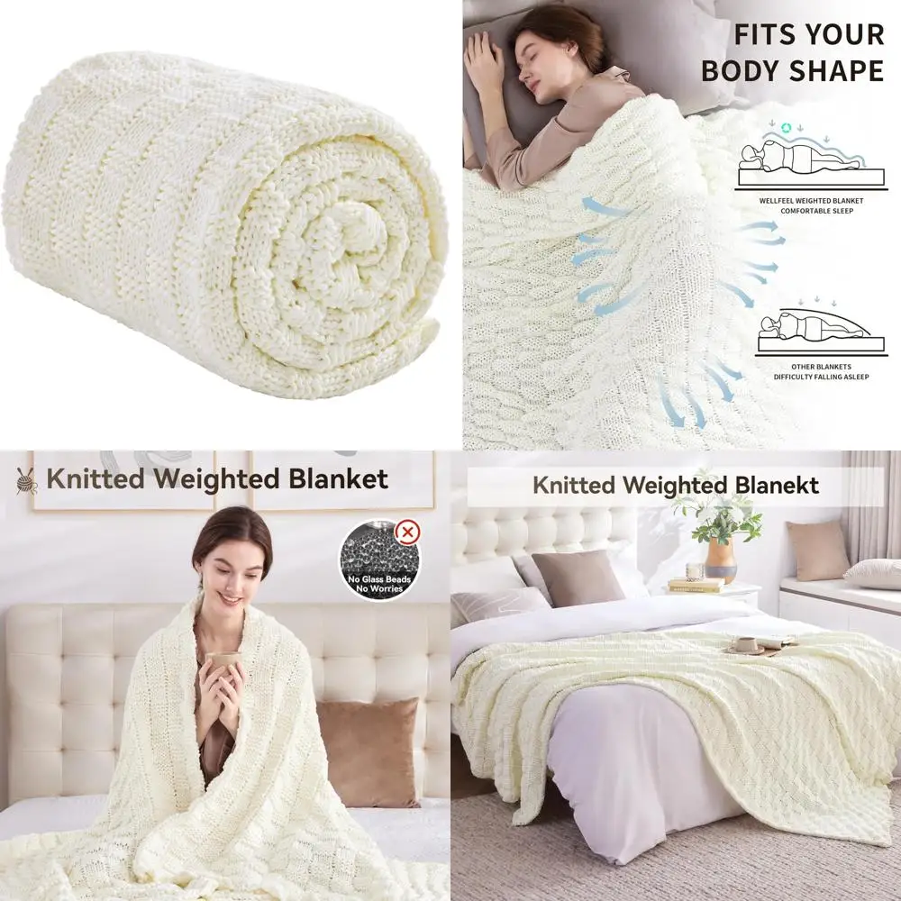 

Adult Breathable Chunky Knit Weighted Blanket, 48x72 Inches, 12 Pounds, Cooling Effect