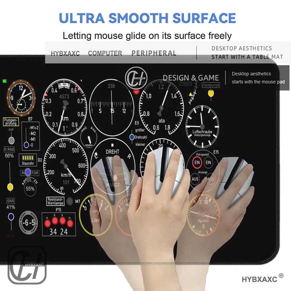 HYBXAXC Airplane Dashboard Mouse Pad Large Rubber Base Anti-slip Accessories Mousepad for Office &