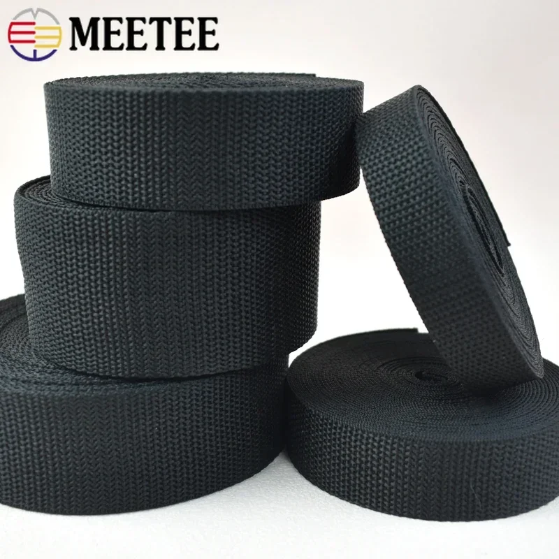 20-100mm Black Nylon Webbing Tapes 5/10M Polyester Tarp Webbings Strap Bag Binding Ribbon Belt Sling Trimming Sewing Accessories