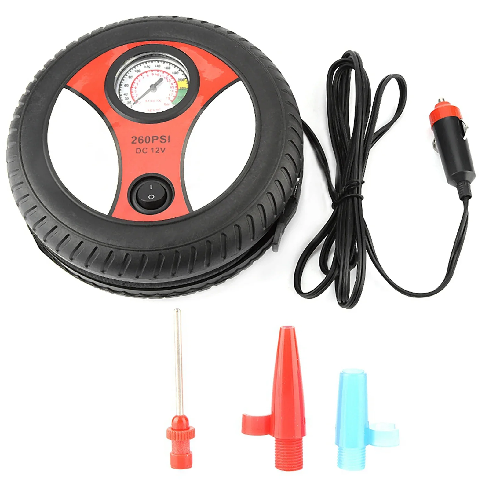 

12V Portable Car Air Compressor Pump Visual Tire Pressure Gauge Motorcycle Bike Tyre Inflator
