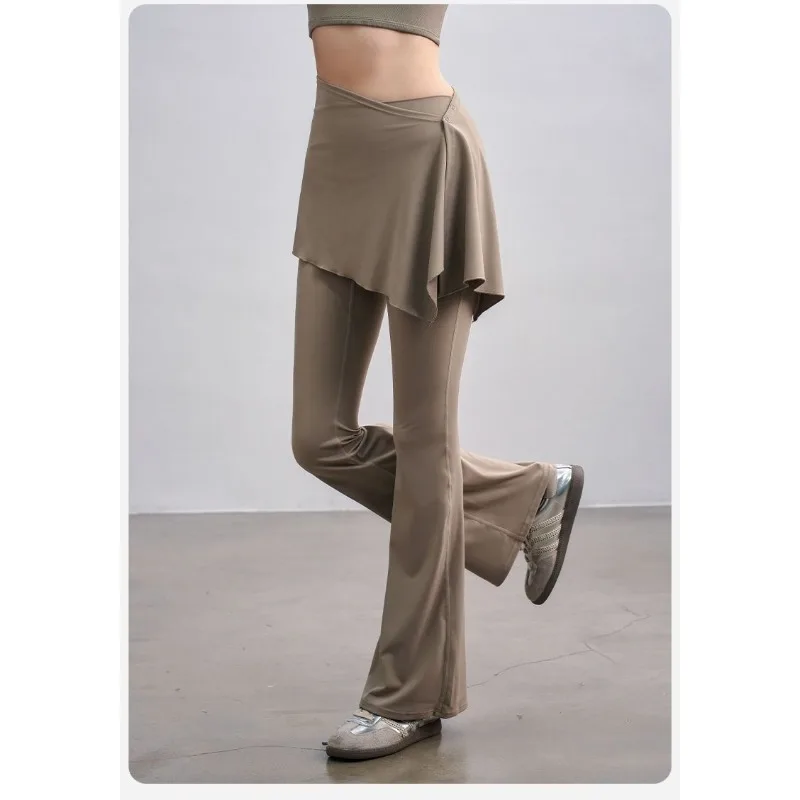 Leggings for Women Fake Two-piece Yoga Pants Autumn Winter New Style Micro-pull Pants Butt Lift Pilates Sports Suit Fitness