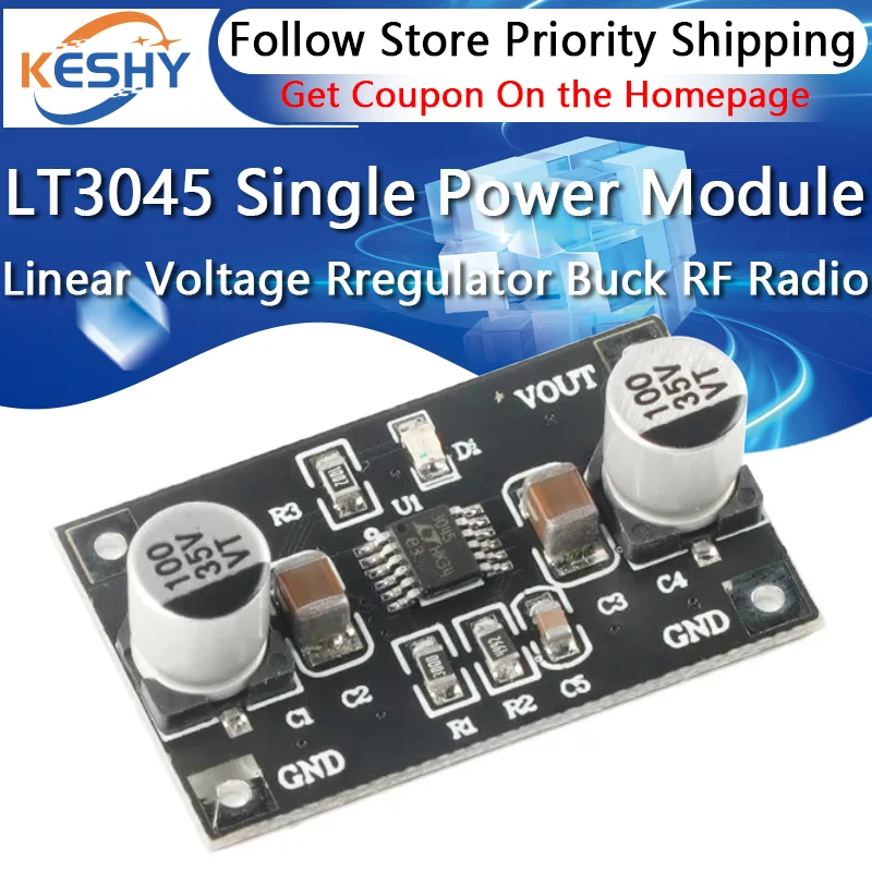 

LT3045 Linear Voltage Rregulator Single Power Supply Module 3.3V 5V Buck Step Down Board RF Radio Frequency Low Noise Converter