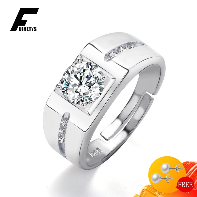 

Fashion Ring 925 Silver Jewelry Inlaid Zircon Gemstone Open Finger Rings for Men Wedding Engagement Party Accessories Wholesale