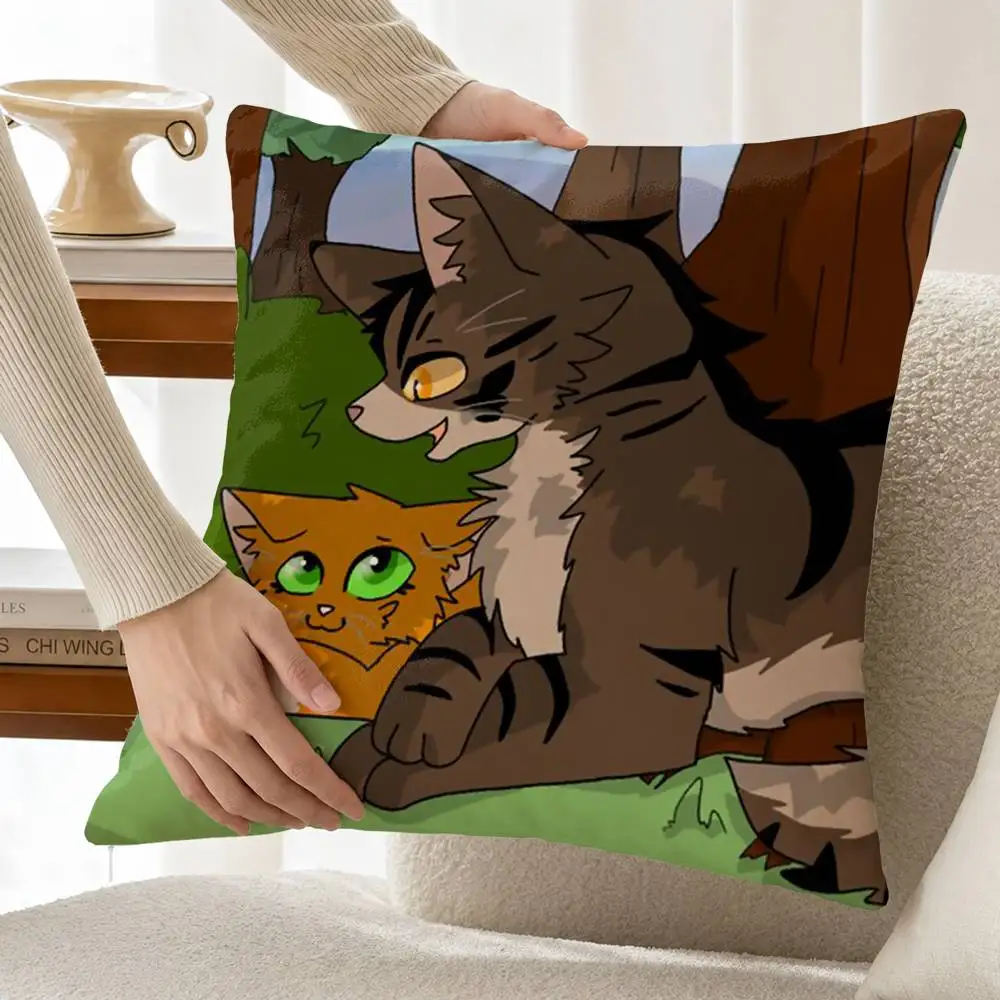 Cute W-Warriors Cats  Customizable Square Pillow case Double Sided Print Sofa Bedroom Decor Cushion Cover