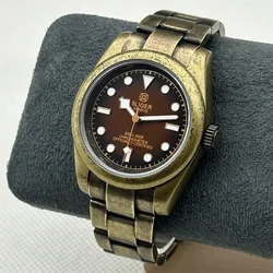 Bronze 39mm Men's Automatic Diving Watch NH35A PT5000 Movement Sapphire Glass stainless steel strap spiral crown 100m waterproof