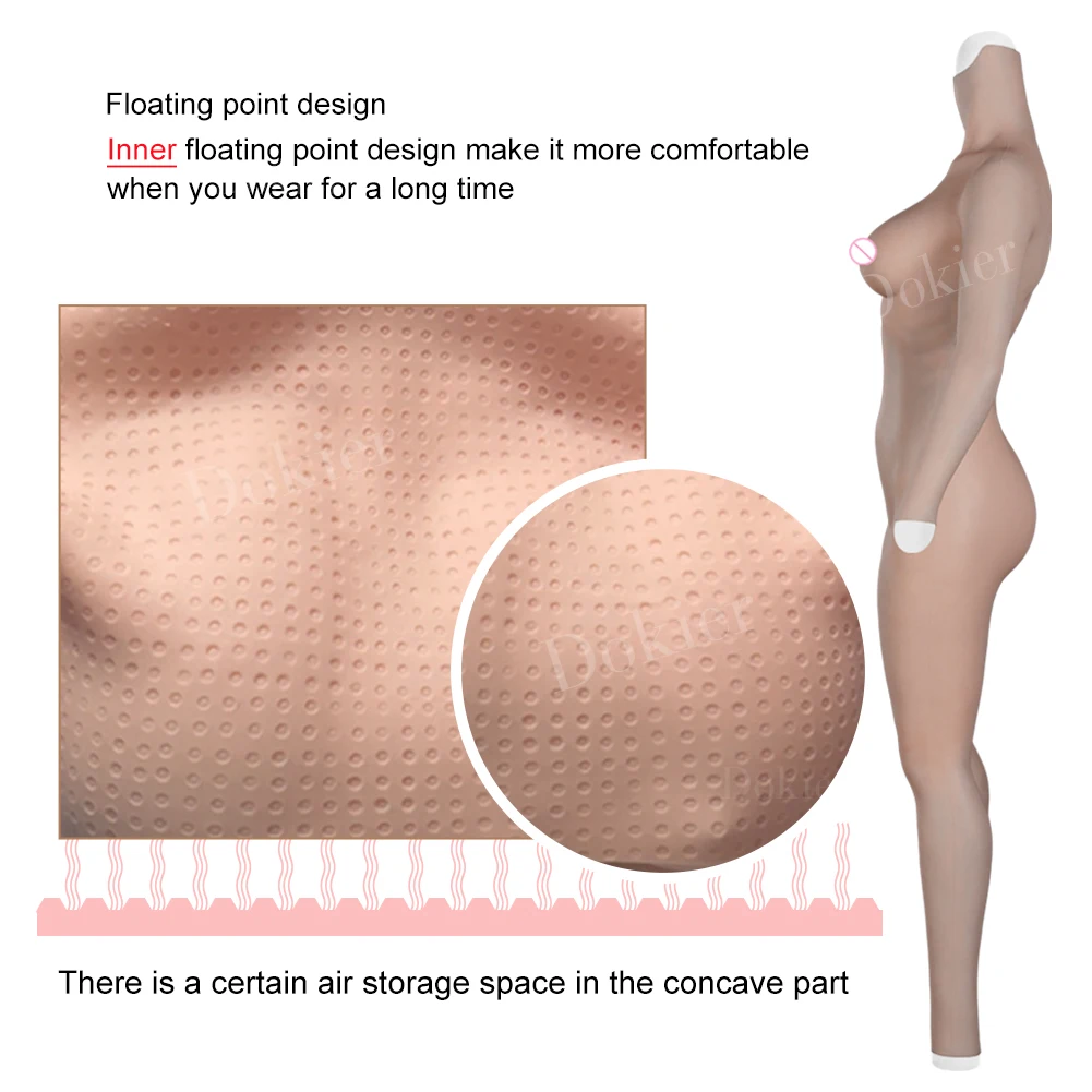 Dokier Silicone Bodysuit Vagina Pants Fake Boobs Full Body Suit for Drag Queen Transgender Shemale Breast Forms Crossdresser