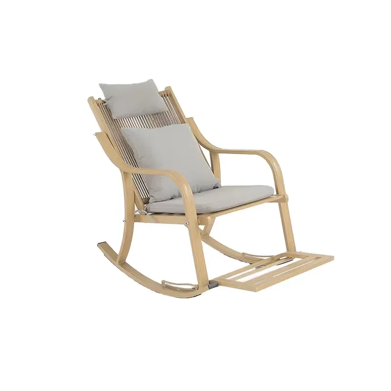 Modern Aluminum Rattan Outdoor Leisure Rocking Chair for Courtyard Garden Park Bedroom School Kitchen Villa