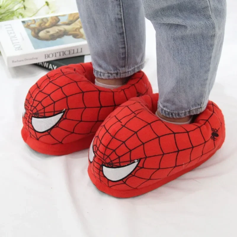 Disney Spider Man Plush Slippers Full Pack Warm Cotton Shoes Thickened Non-slip Cotton Stuffed  Home Slippers Christmas Gift