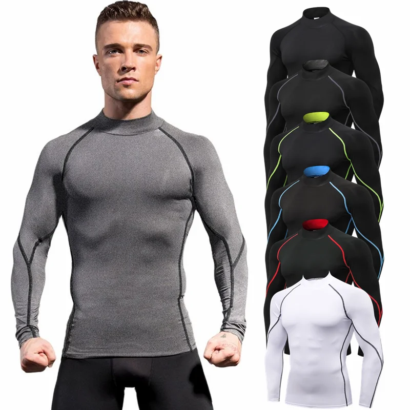 

Men Gym Sport Long Sleeve T Shirts Boy Skinny Sweatshirts Compression Tights Training Top Fitness Running Jogging Activewear