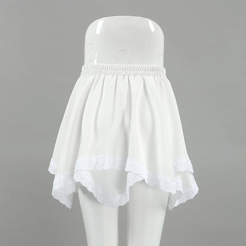 TARUXY-Mini jupe en dentelle taille haute pour femmes, jupes A-Line, ourlet plié, patchwork, vêtements d'été chauds pour filles, blanc, mode, Y2K