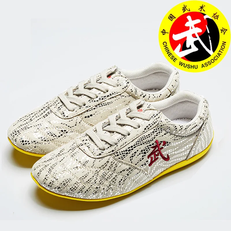 Chiński styl mężczyźni Unisex Tai Chi Kungfu sztuki walki buty skóra bydlęca Embroid trening treningowy Taekwondo Karate Wushu trampki