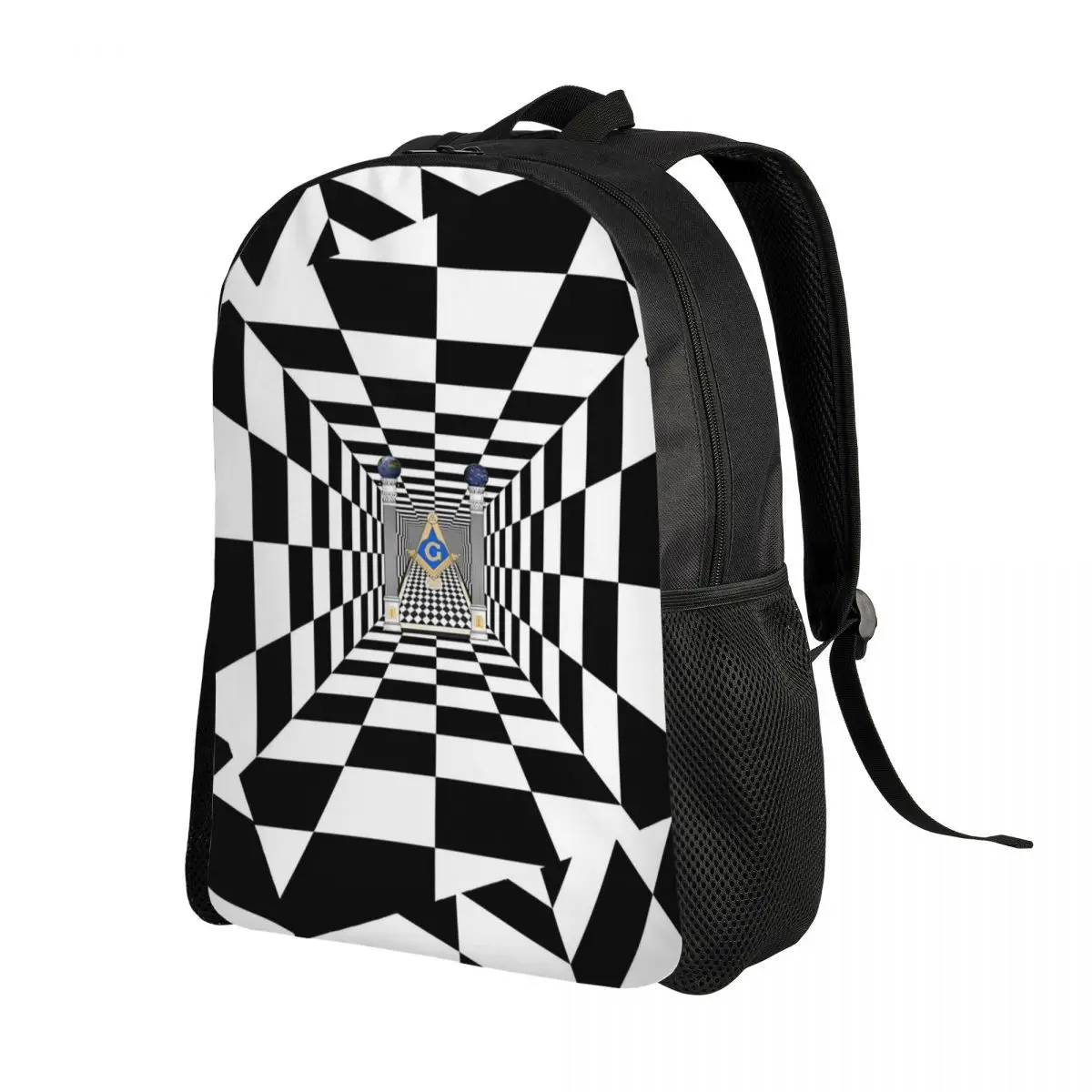 Custom Freemason Mason Symbol Laptop Backpack Men Women Casual Bookbag for School College Student Masonic Freemasonry Bags