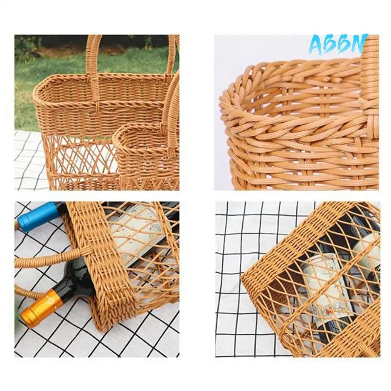 

ABBN-Woven Storage Bags For Picnics And Outings Hanging Makeup Organizer Handmade Travel Bag For Women Shopping Basket