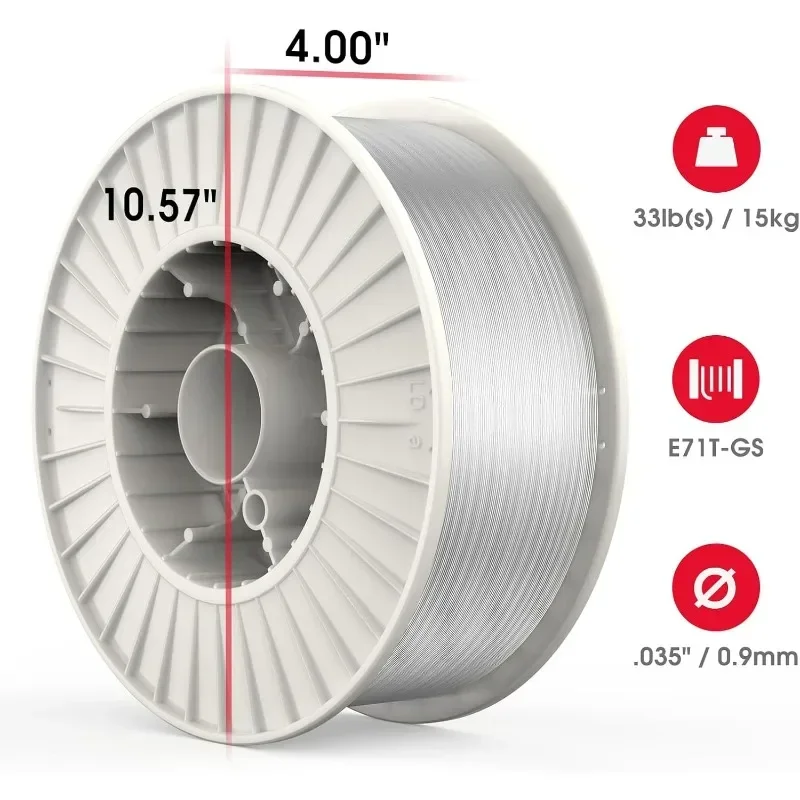 Flux Core Gasless Mig Wire E71T-GS Mild Steel .035-Diameter, 33-Pound Spool Welding Wire