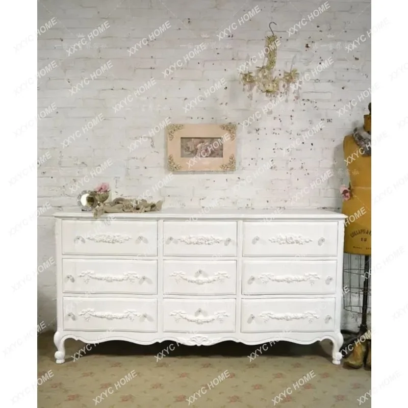 XX Solid wood carving flower entrance cabinet  country bedroom storage cabinet