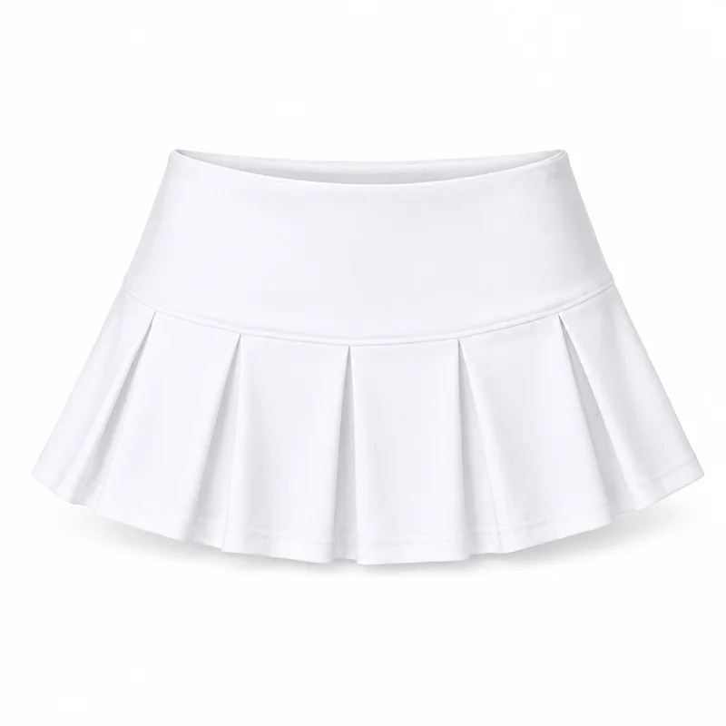 Damen Plissierter Mini-Skort mit Eingebauten Sicherheitsshorts, Einfarbig, A-Linie, Niedriger Bund, Breiter Taillenbund, Y2K Sommer Casual Tennisrock – Detail 2