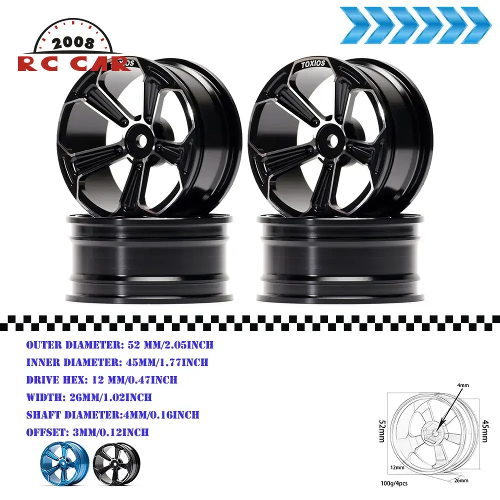 

4PCS Alloy 5 Spoke 12mm Drive Hex 52MM Wheels Hub Rims For RC 1/10 On-Road Drift Sakura Tamiya Traxxas HSP HPI Kyosho RedCat