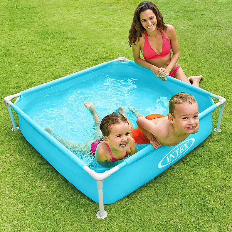 Small Square Metal Frame Above Ground Swimming Pool Multi-Use Ball Pit Kids Water Play Bathtub Fish Pond forOutdoor Backyard Use
