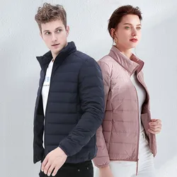 Chaqueta de plumón de pato blanco ultraligero para mujer, abrigo cálido de tela mate a prueba de viento, Otoño e Invierno