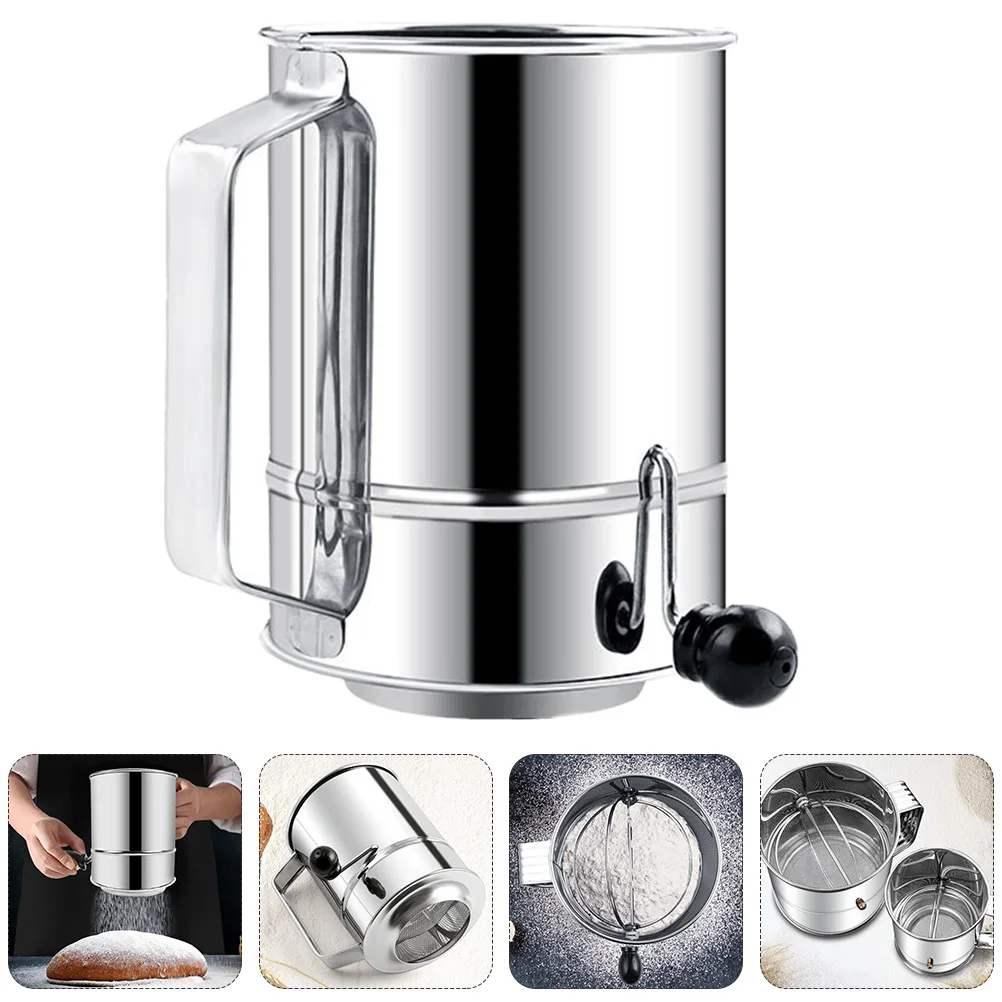 

Stainless Steel Handheld Flour Sifter Portable Sieve Cup Design Large Capacity Dense Mesh Easy Filtering Cocoa Powder Seasoning
