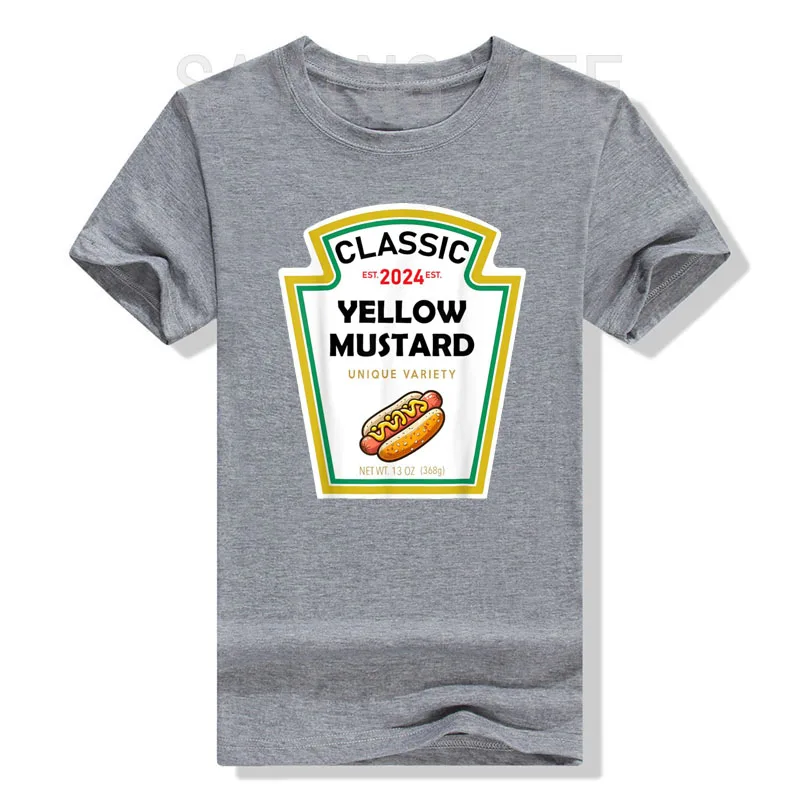 Classic Yellow Mustard Halloween 2024 Costume Family Matching Ketchup Sauce Costume T-Shirt Gift Short Sleeve Blouses Saying Tee