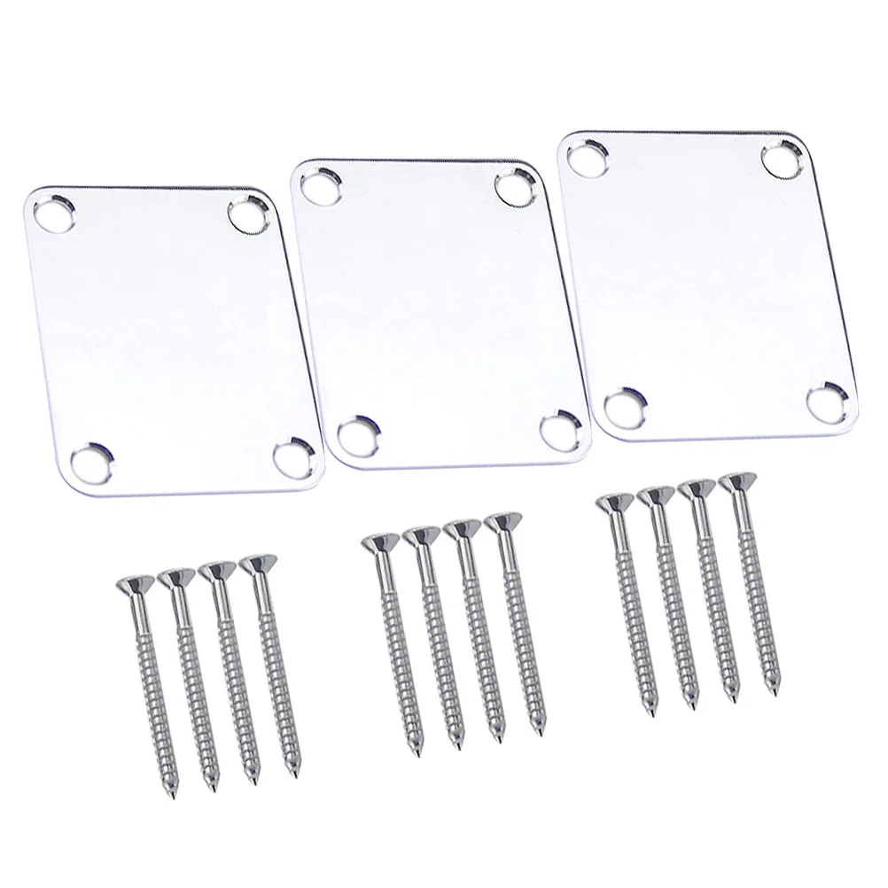 

3pcs Guitar Neck Plate Metal For Electric Bass Connecting Joint Craftsmanship Ergonomic Design Silver
