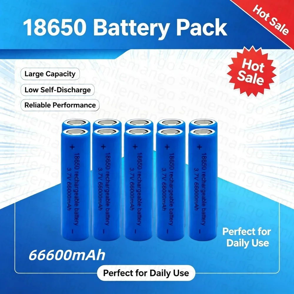 3.7V 18650 Rechargeable Battery 66600mAh – Special for High-Intensity Lighting Equipment, Supports High-Rate Discharge