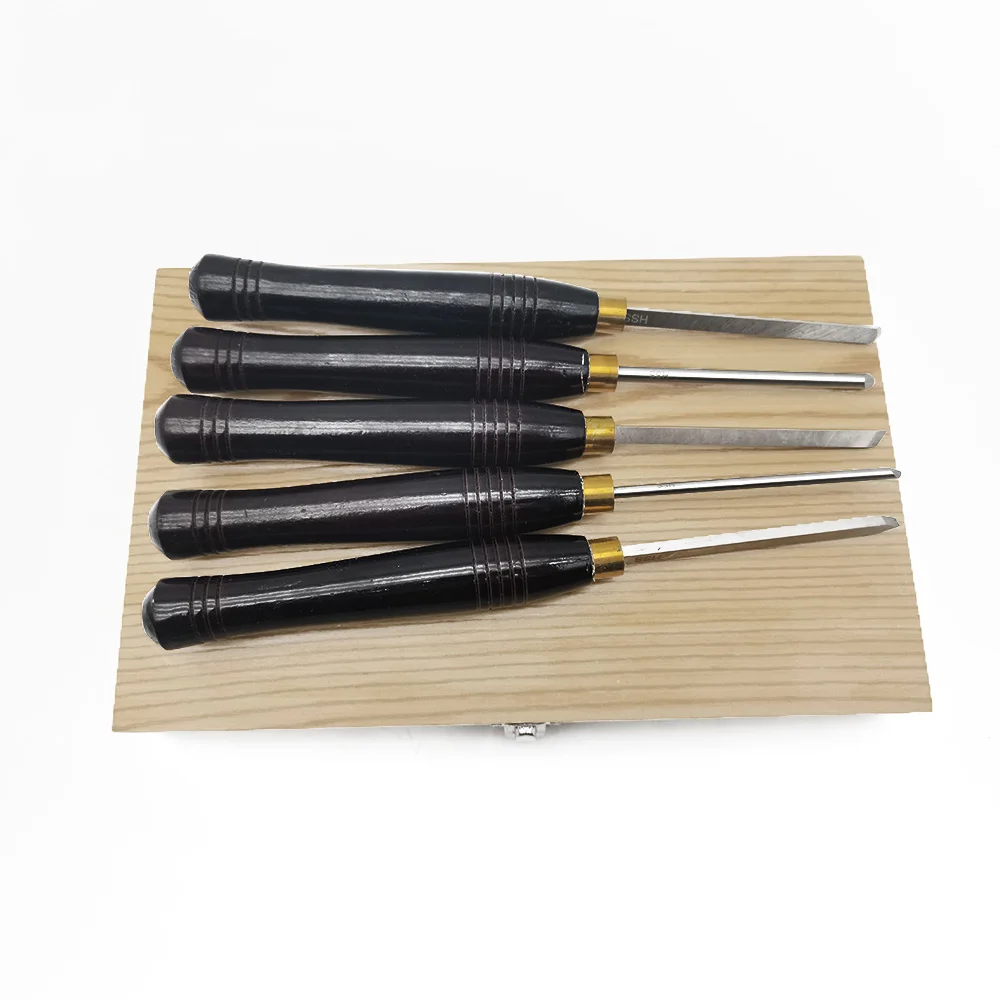 5Pcs HSS Lathe Chisel Set Woodworking Turning Tool Set HSS High Speed Steel Semicircle Knife Hand-Held Wooden Turning Tool