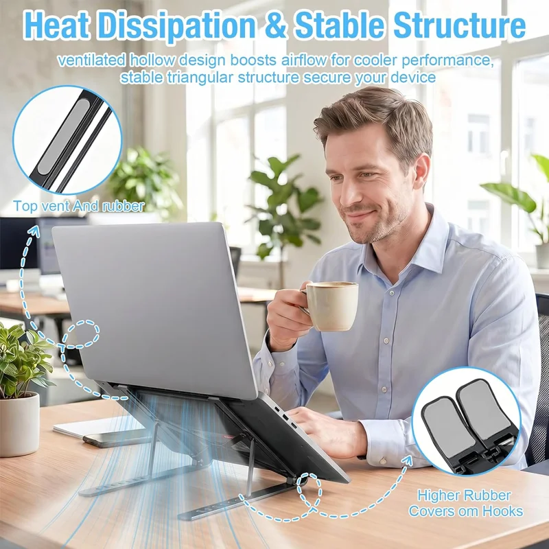 Aluminum Alloy Laptop Stand Single/Double Layer Multi-Angle Adjustable Anti-Slip Stable Foldable Portable Desk Tablet Stand