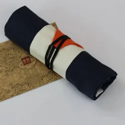 Retro Roll Up Pencil Bag Pen Curtain Case Handwork Pencils Roll Wrap Holder Organizer Storage Pouch School Stationery