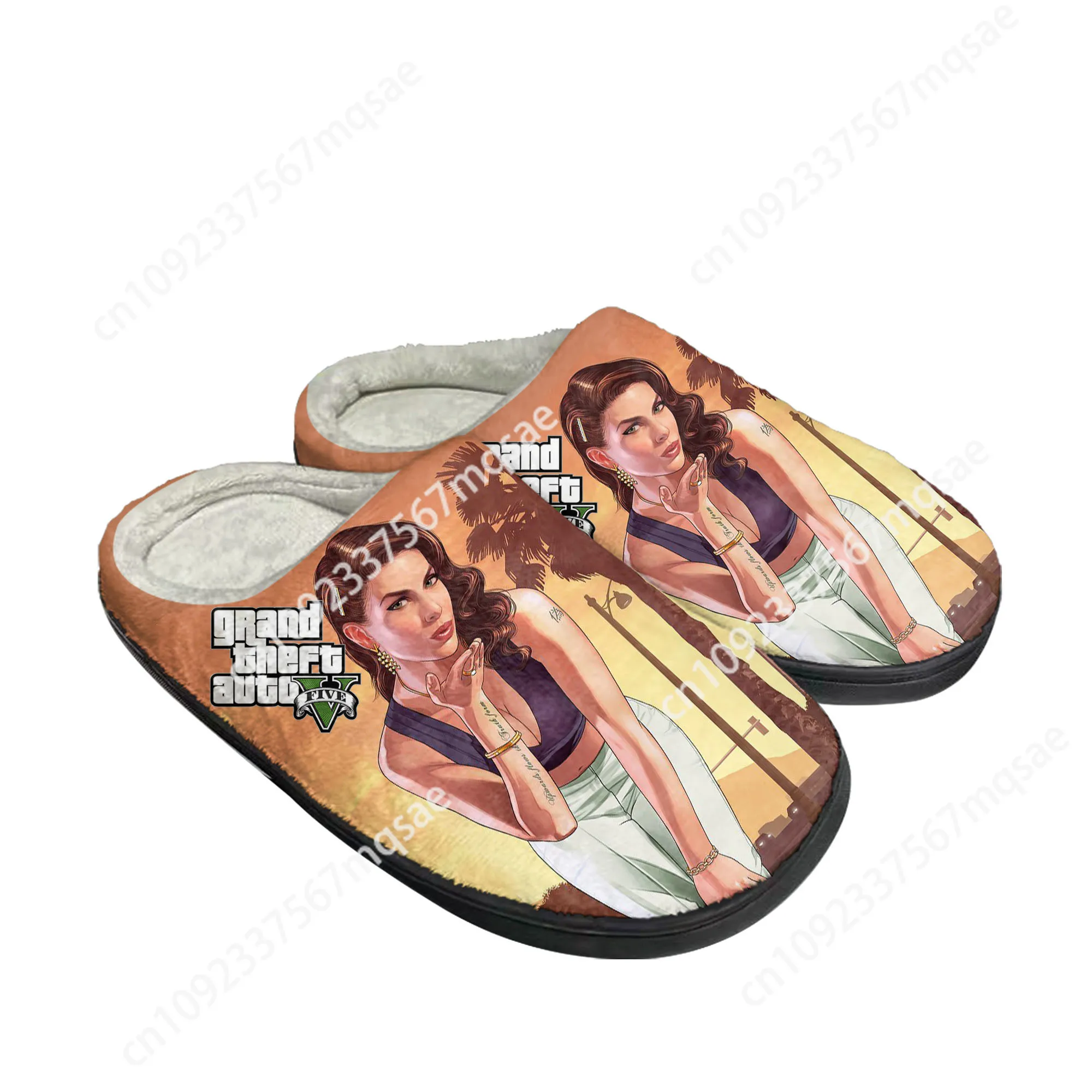 Anime Cartoon Grand Theft Auto GTA V 5 Home Cotton Custom Slippers Męskie sandały damskie Plush Casual Warm Shoes Thermal Slipper