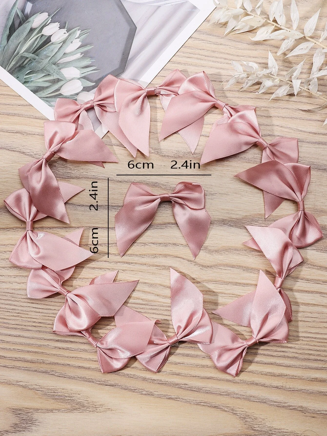 20pcs Solid Gift Wrapping Bow, Pink Polyester Bow Gift Decoration For Party Decor