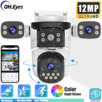 12MP 6K WiFi Camera Triple Lens Three Screen Security Video Cam PTZ Auto Track CCTV Surveillance IP Camera Outdoor Baby Monitor