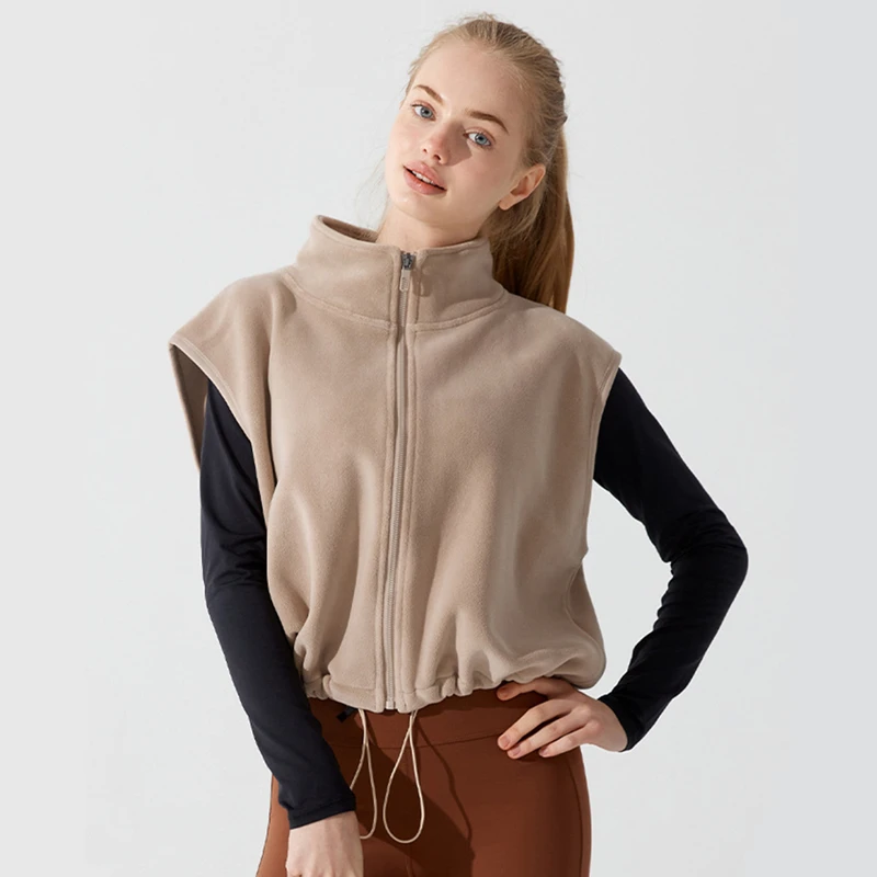 

Зимние женские свободные спортивные куртки на флисовой подкладке, теплая куртка без рукавов, жилет для бега, йоги, верхняя одежда, утолщенное пальто для спортзала и фитнеса, топы