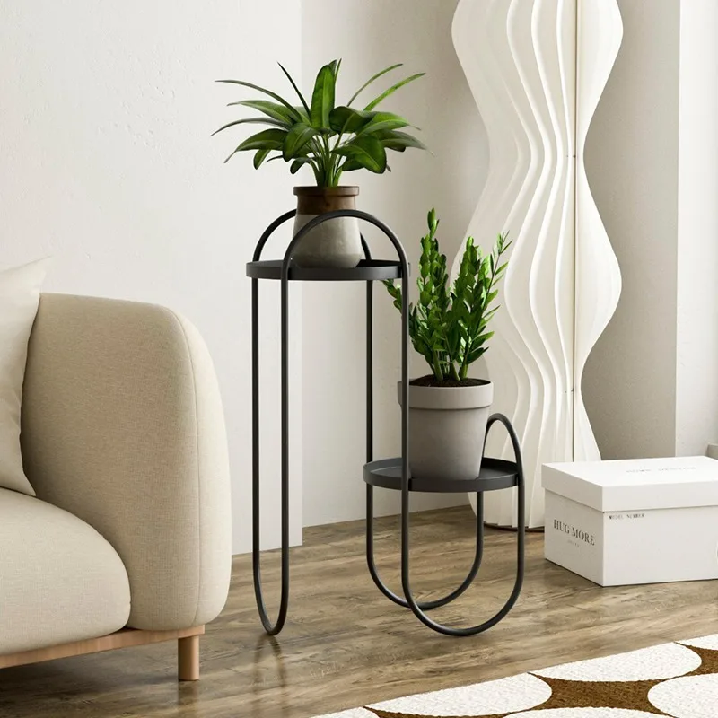 Nordic living room floor-to-ceiling balcony decorative flower rack, simple dill wrought iron flower pot rack