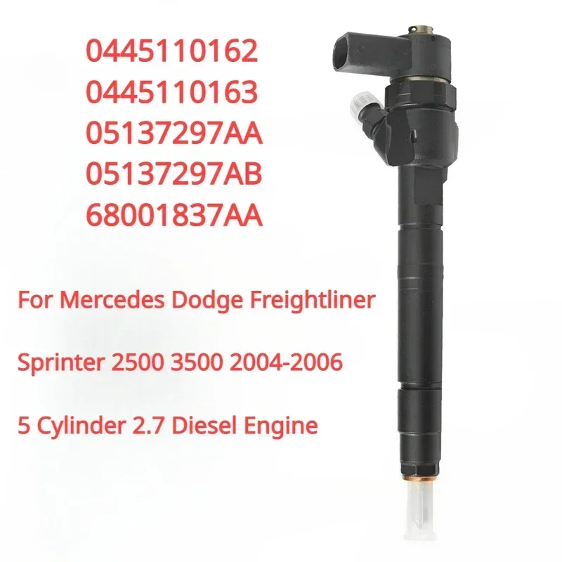 Hot s0445110162 05137297AA New Diesel Fuel Injector For Mercedes Dodge Freightliner Sprinter 2500 3500 OM647 5Cyl 2.7L 2004-2006