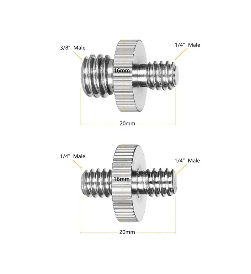 1/4 Male to 1/4 3/8 Male Tripod Threaded Screw Adapter Camera Mount Screw for Camera Stand Mic Mount Light Stand DSLR Ring Light