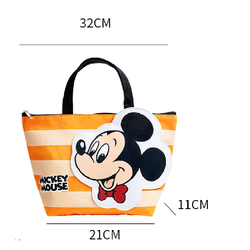 Original Disney Mickey Minnie Lunch Bag Cartoon Donald Duck Anime Printing Canvas aluminum Packet foil Student Food Picnic Bag