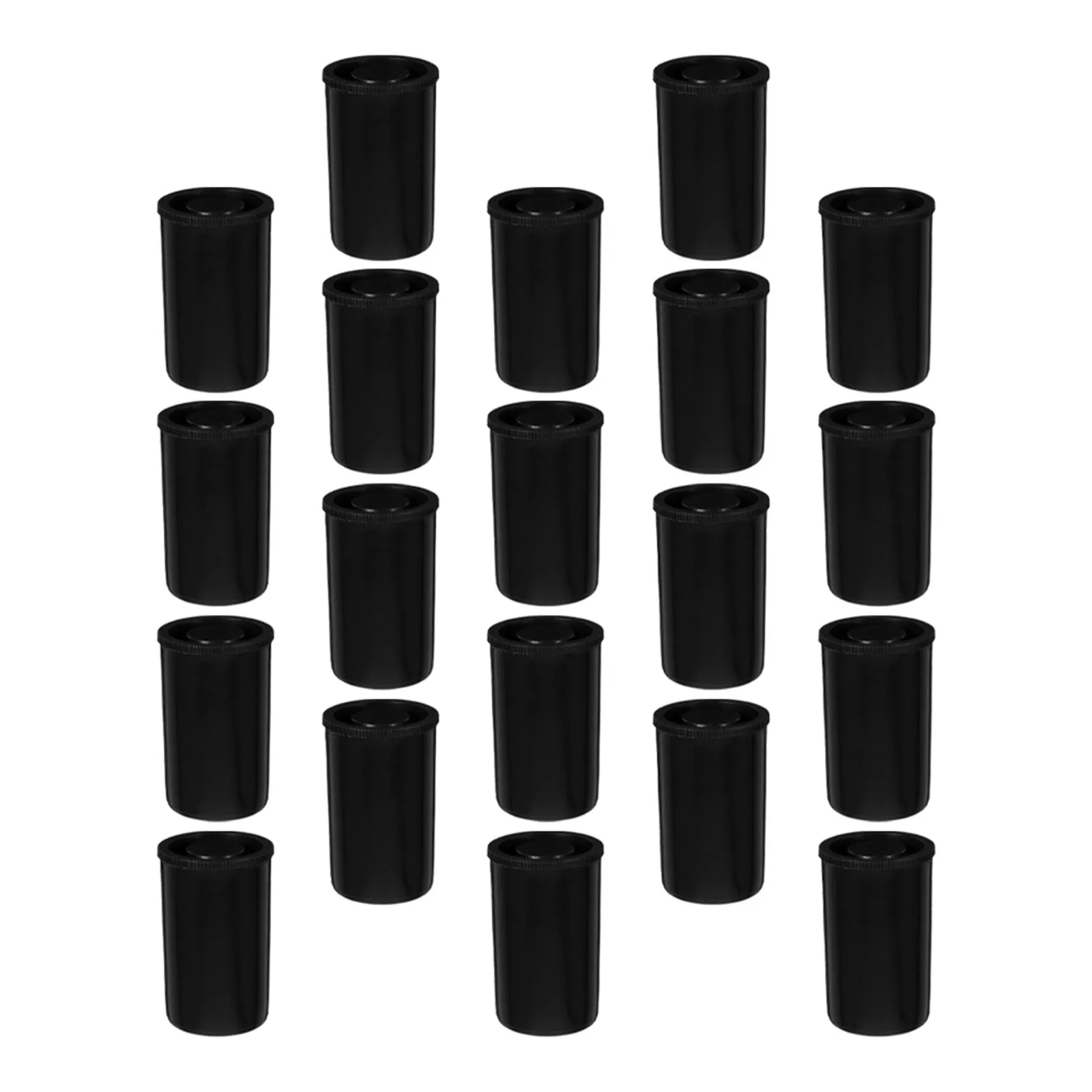 

20pcs Black Canisters Plastic Containers Lightproof Film Boxes Reusable Photo Storage Tubes Durable Camera Reel Cases For 35Mm