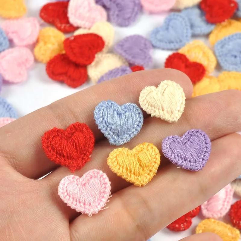 50pcs 17x15mm 6colors Heart Embroideried Patches Sewing Accessories Appliques DIY Clothes Bag Headwear Decor Handmade Supplies