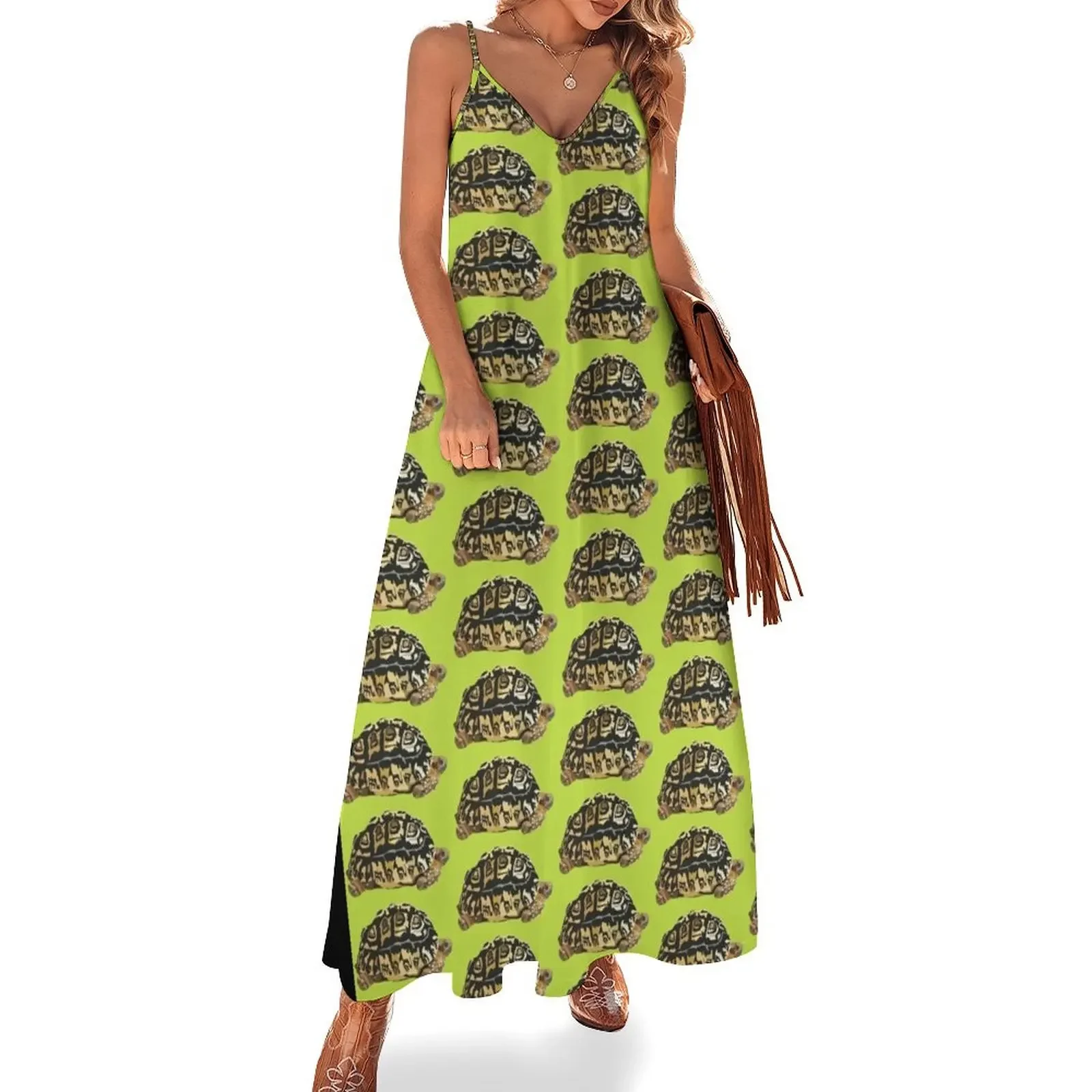 

L is for Leopard Tortoise Sleeveless Dress evening dress woman elegant guest wedding dress